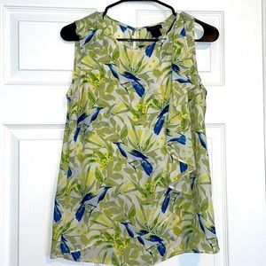 Ann Taylor Sleeveless Bird Ruffle Top